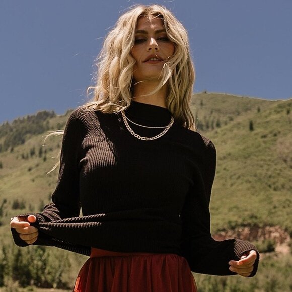 Baltic Born Kenzie Pointelle Sweater Top | Black Size XLXL - Picture 1 of 5